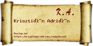 Krisztián Adrián névjegykártya